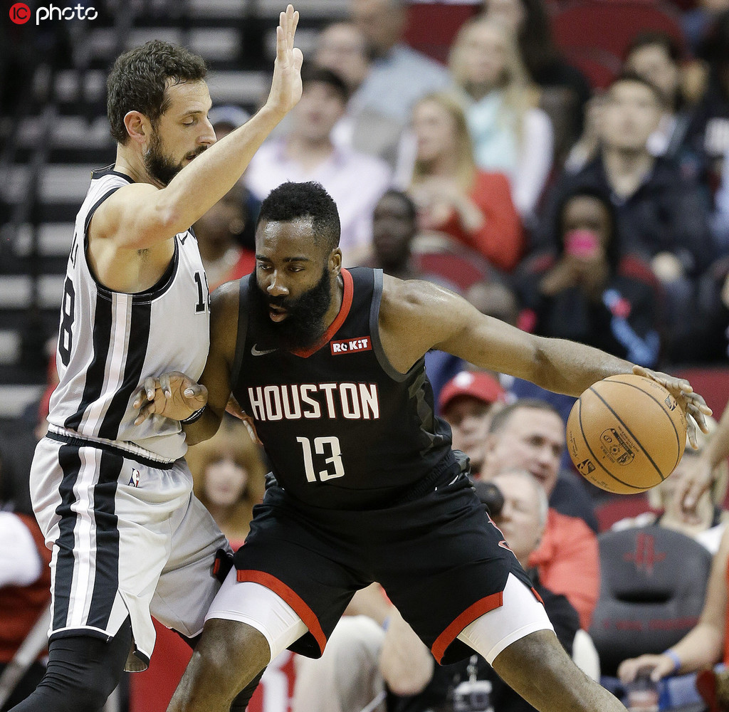 火箭主场大胜马刺,哈登三双表现惊人 火箭主场大胜马刺,哈登三双表现惊人